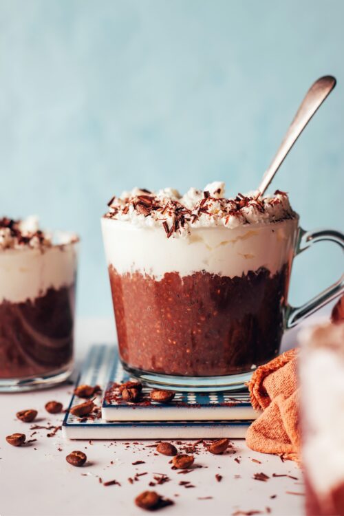 Mug of our mocha chia pudding recipe